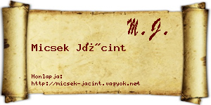 Micsek Jácint névjegykártya